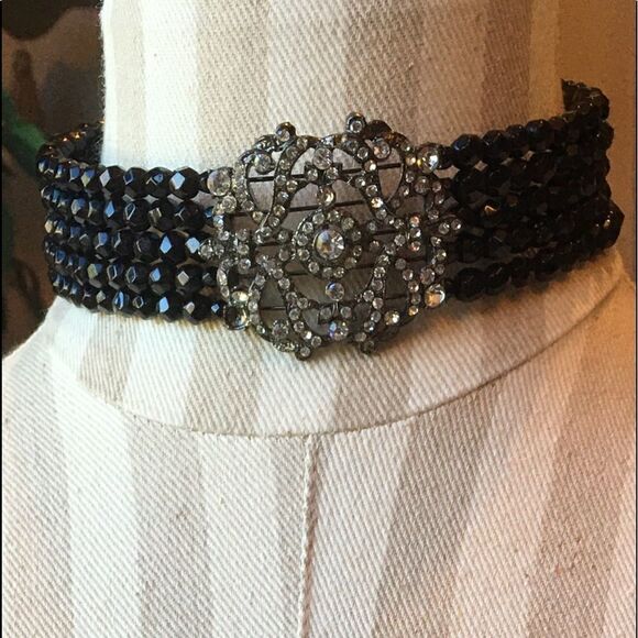 BLACK BEADED Choker Wrap Necklace! Sexy! - Picture 5 of 9